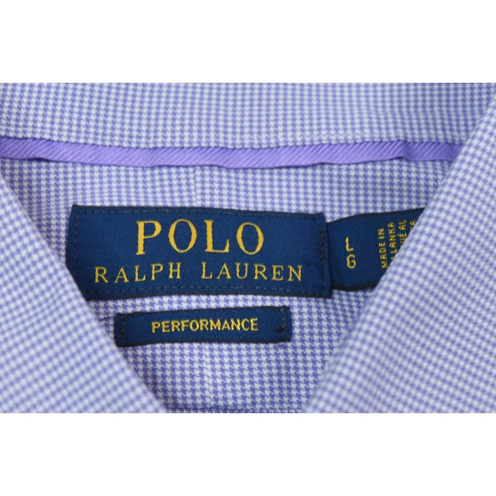 Polo Ralph Lauren Performance Shirt Mens Large Purple Nailhead Long Sleeve